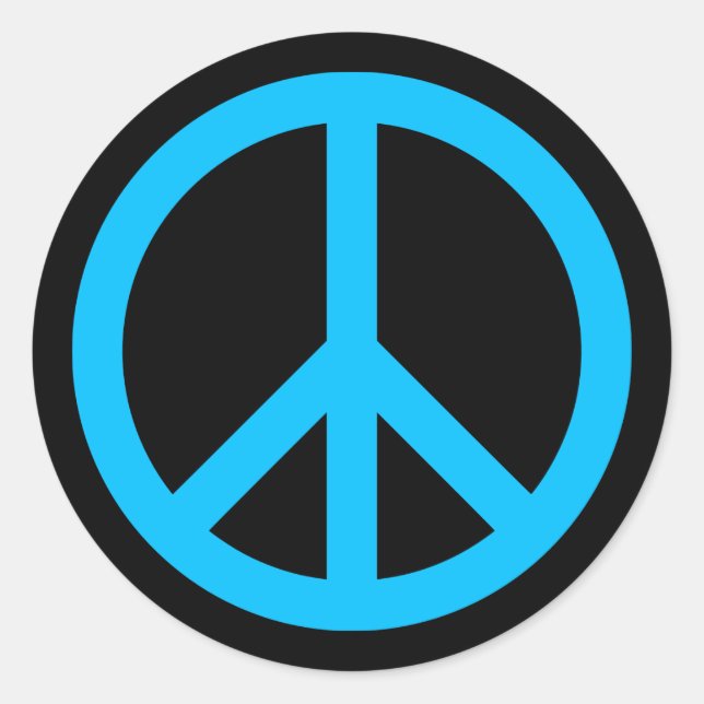 Sky Blue Peace Symbol Runder Aufkleber (Vorderseite)