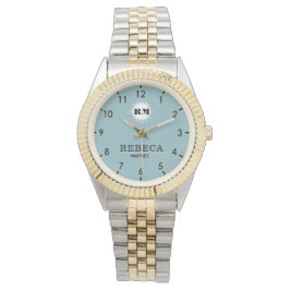 Sky Blue Personalized Custom Monogram Elegant Armbanduhr