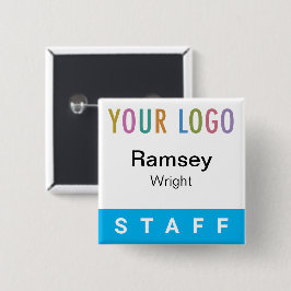Sky Blue Pinback Abzeichen für Mitarbeiter mit Log Button