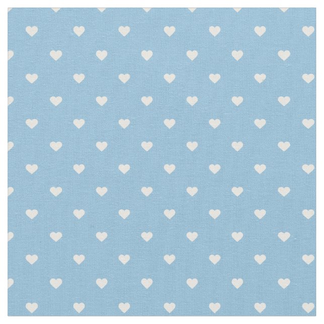 Sky Blue Polka Dot Hearts Stoff (Nahaufnahme)