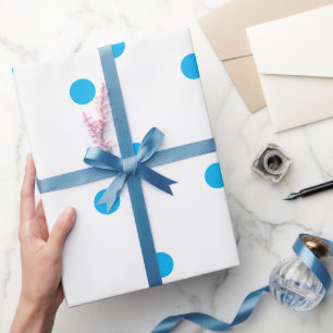 Sky Blue Polka Dot White Custom Color Holiday 2023 Geschenkpapier