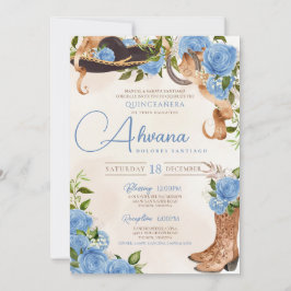 Sky Blue Quinceanera Mariachi Charro Western Rose Einladung