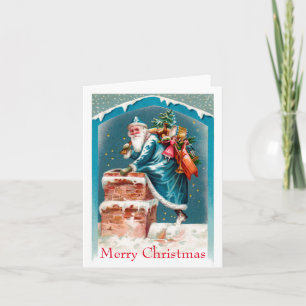 Sky Blue Santa Note Card Feiertagskarte