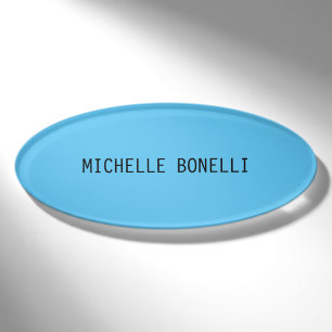 Sky Blue Schlicht Legible Modern Namenschild