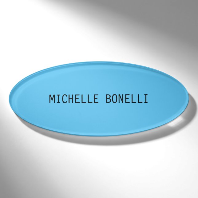 Sky Blue Schlicht Legible Modern Namenschild (Vorderseite)