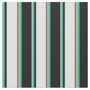 Sky Blue, Sea Green, Black, Lavender & Brown Stoff