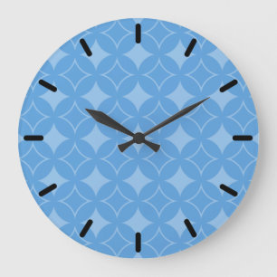 Sky blue shippo pattern große wanduhr