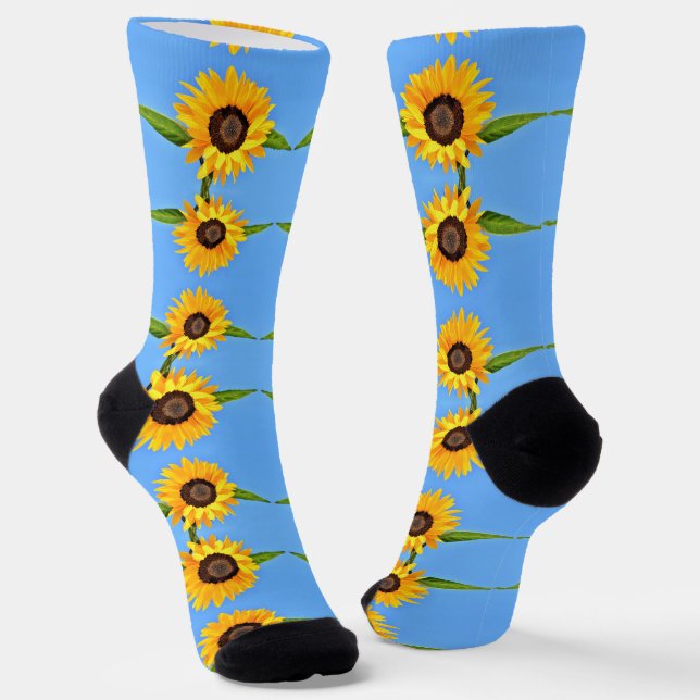 Sky Blue Socks mit Sonnenblumen Socken (Gewinkelt)