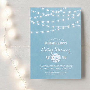 Sky Blue String Lights Baby Dusche Einladung