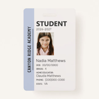 Sky Blue Stripe Homeschool Student ID Badge