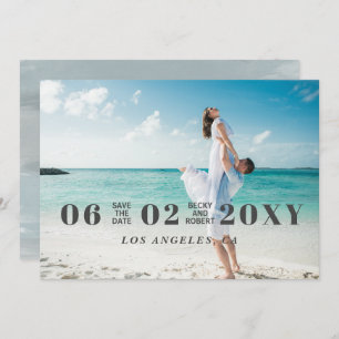 Sky Blue Stylish Simple Modern Typografy Foto Save The Date