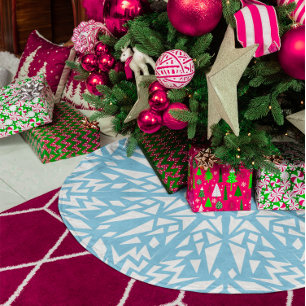 Sky Blue Triangle Snowflake Muster Polyester Weihnachtsbaumdecke