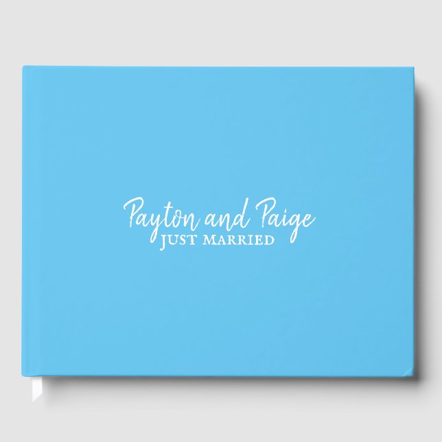SKy Blue Typography Wedding Series Gästebuch (Vorderseite)