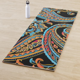 Sky Blue und Autumn Orange Vintag Paisley Yogamatte