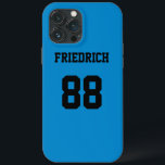Sky Blue und Black Sports Jersey Case-Mate iPhone Hülle<br><div class="desc">Fügen Sie einen Namen und eine(n) Zahl(n) hinzu,  um diese benutzerdefinierte himmelblaue und schwarze Sportjersey inspirierte Telefonzelle zu personalisieren. Es ist ein ausgezeichnetes Geschenk für einen sportlichen Fan oder Sportler. Es stehen die Optionen zur Farbänderung und zum Ändern der Schriftart-Größe zur Verfügung.</div>