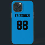 Sky Blue und Black Sports Jersey Case-Mate iPhone Hülle<br><div class="desc">Fügen Sie einen Namen und eine(n) Zahl(n) hinzu,  um diese benutzerdefinierte himmelblaue und schwarze Sportjersey inspirierte Telefonzelle zu personalisieren. Es ist ein ausgezeichnetes Geschenk für einen sportlichen Fan oder Sportler. Es stehen die Optionen zur Farbänderung und zum Ändern der Schriftart-Größe zur Verfügung.</div>