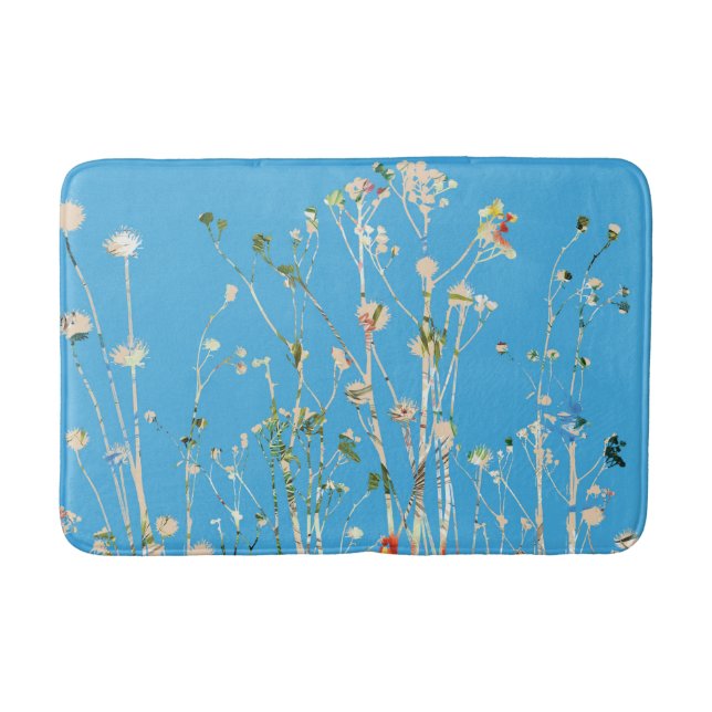 Sky Blue und Blume Badematte (Vorderseite)