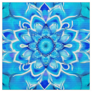 Sky Blue und Cobalt Batik Mandala Muster Stoff