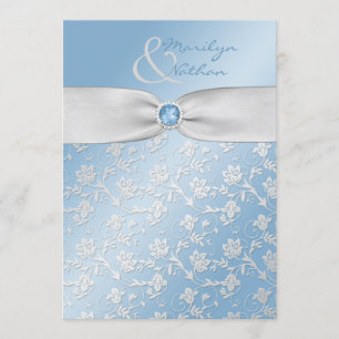 Sky Blue und Silver Floral Wedding Einladung