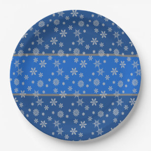 Sky Blue und Snowflakes Pappteller