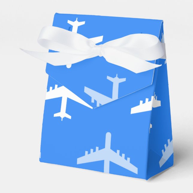 Sky Blue und White Airplane; Flugzeug Geschenkschachtel (Vorderseite)