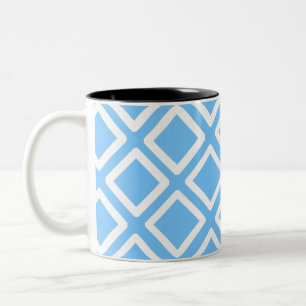 Sky Blue und White Squares Zweifarbige Tasse