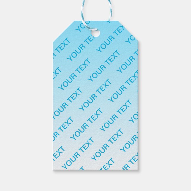Sky Blue (veränderbare Farbe!) Ombre & Text Muster Geschenkanhänger (Vorderseite)
