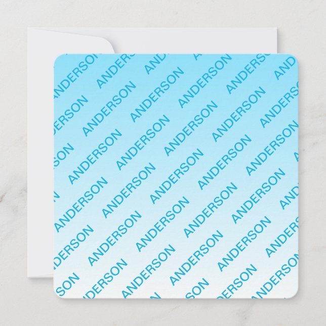 Sky Blue (veränderbare Farbe!) Ombre & Text Muster Mitteilungskarte (Vorderseite)