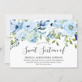 Sky Blue Water Blume Sweet 16 Party Einladung