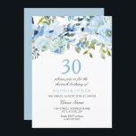 Sky Blue Watercolor Blume 30. Geburtstag Party Einladung<br><div class="desc">Sky Blue Watercolor Blume 30. Geburtstag Party Einladung Siehe Matching Collection in Niche und Nest Store</div>