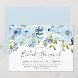 Sky Blue Watercolor Blume Brautparty Einladung