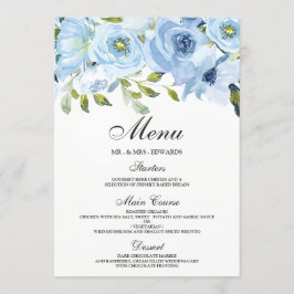 Sky Blue Watercolor Blume Moderne Hochzeiten Menükarte