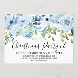 Sky Blue Watercolor Blume Weihnachts-Party Einladung