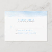 Sky Blue Watercolor Dip Wedding RSVP Card