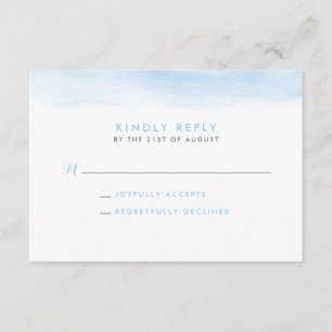 Sky Blue Watercolor Dip Wedding RSVP Card Einladung