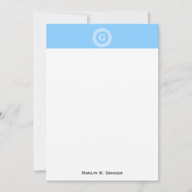 Sky Blue Whelt Griechisch Key Rnd Frame Initial Mo (Vorderseite)