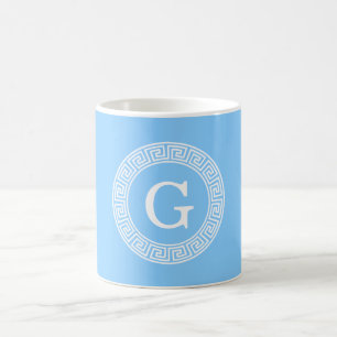 Sky Blue Whelt Griechisch Key Rnd Frame Initial Mo Kaffeetasse