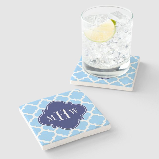 Sky Blue Whirlpool Marrokaner #5 Navy Blu 5c Name  Steinuntersetzer (Seitenansicht)