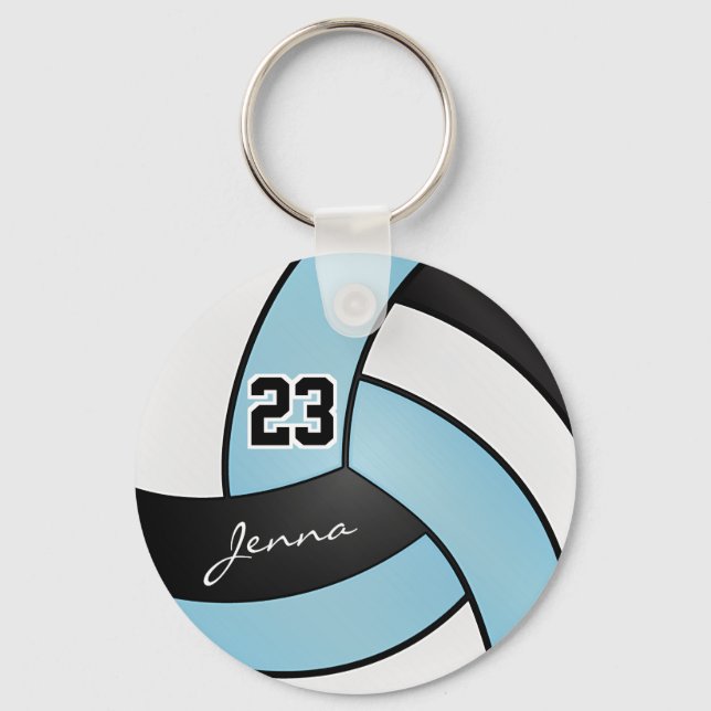 Sky Blue, White and Black Volleyball - Anpassen Schlüsselanhänger (Vorderseite)