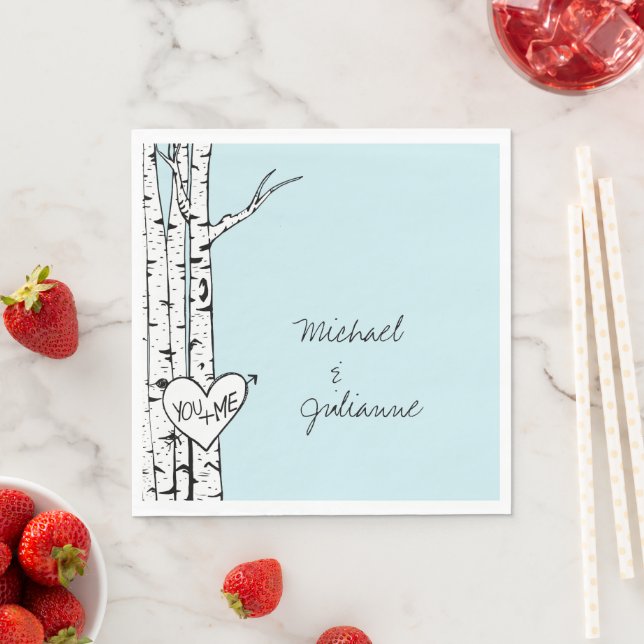 Sky Blue White Birch Trees Wedding Serviette (Beispiel)
