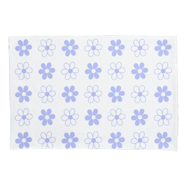 Sky Blue & White Blume auf White Kissenbezug (Vorderseite)