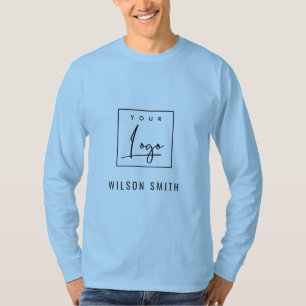 Sky Blue White Business Fügen Sie Ihr Logo hinzu T-Shirt