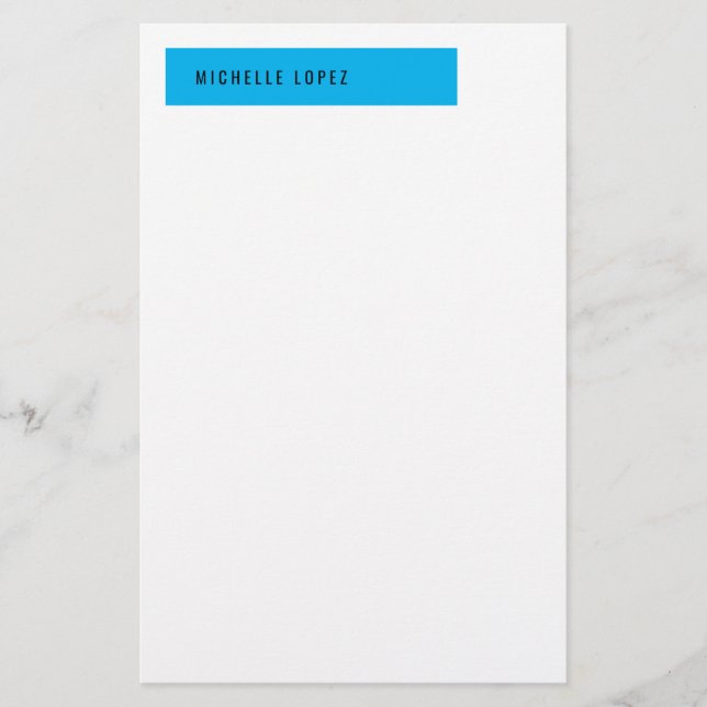 Sky Blue White Classical Elegante Schlicht Briefpapier (Vorderseite)