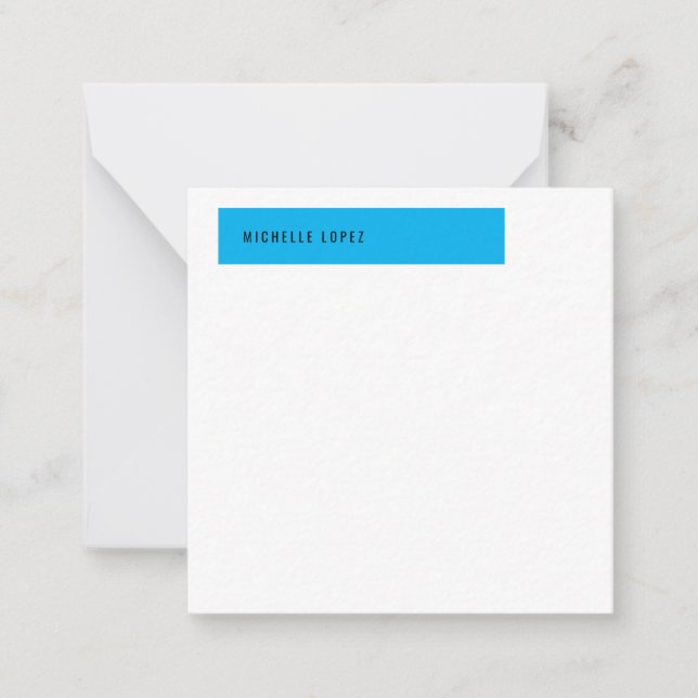 Sky Blue White Classical Elegante Schlicht Mitteilungskarte (Vorderseite)
