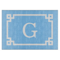 Sky Blue White Greek Key Frame #2 Initial Monogram