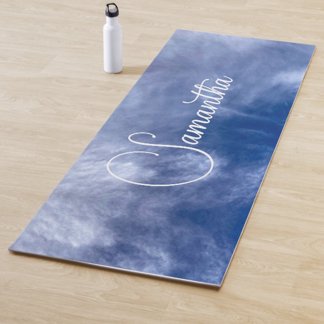 Sky-blue White Monogram Stylish Yogamatte (Beispiel)