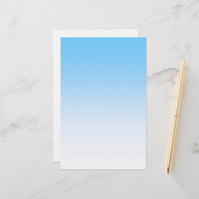 Sky Blue White Ombre Briefpapier (Vorderseite/Rückseite Beispiel)