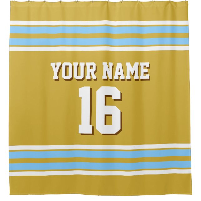 Sky Blue White Stripes Sports Jersey Duschvorhang (Vorderseite)