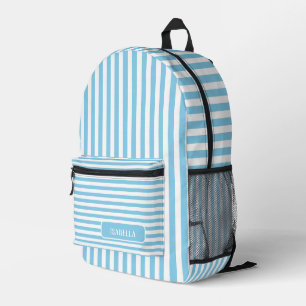 Sky Blue White Vintag Strip Name Bedruckter Rucksack