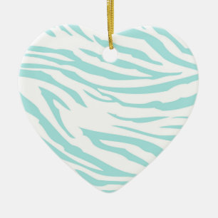 Sky Blue White Zebra Animal Keramikornament